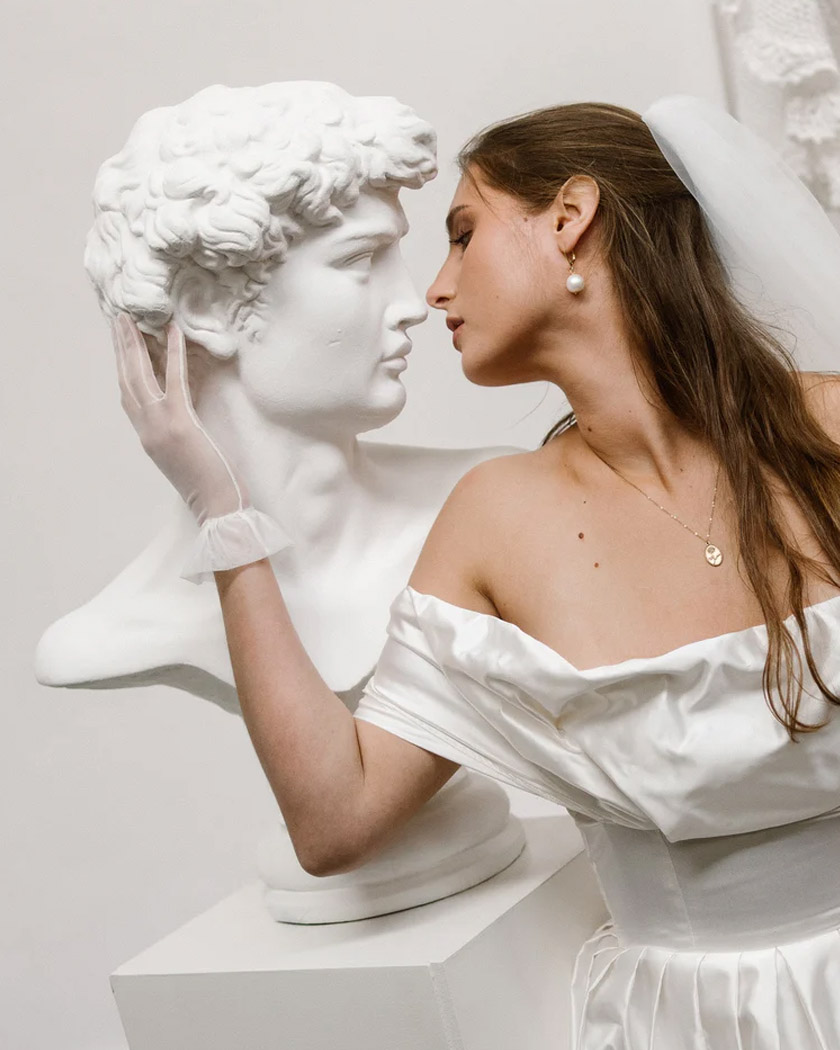 Robe de mariée couture signée Atelier Domitille Georget, finitions à la main